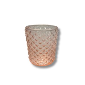 Svícen růžový pink glass diamond cut