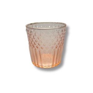 Svícen růžový pink glass diamond lines cut